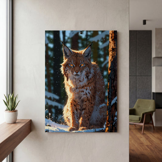 Affiche Lynx boréal — mockup décoration intérieur