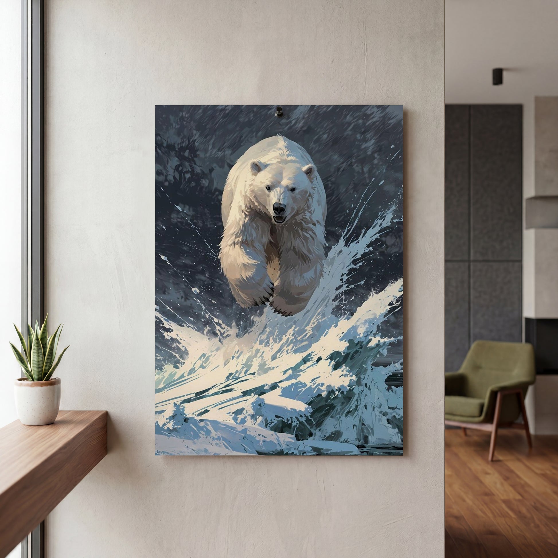 Affiche Ours polaire — mockup décoration intérieur