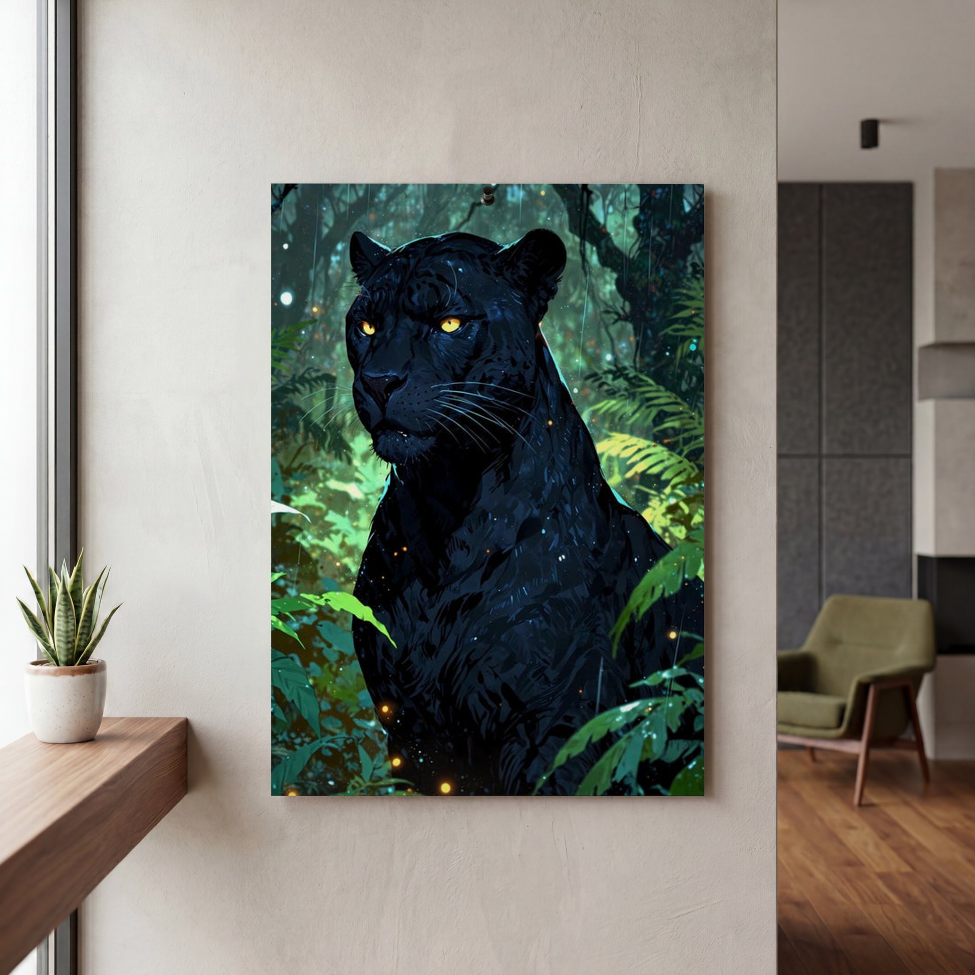 Affiche Panthère noire — mockup décoration intérieur
