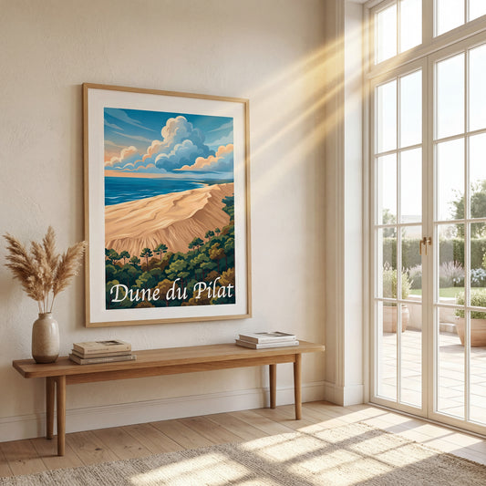 Affiche Dune du Pilat — mockup décoration intérieur
