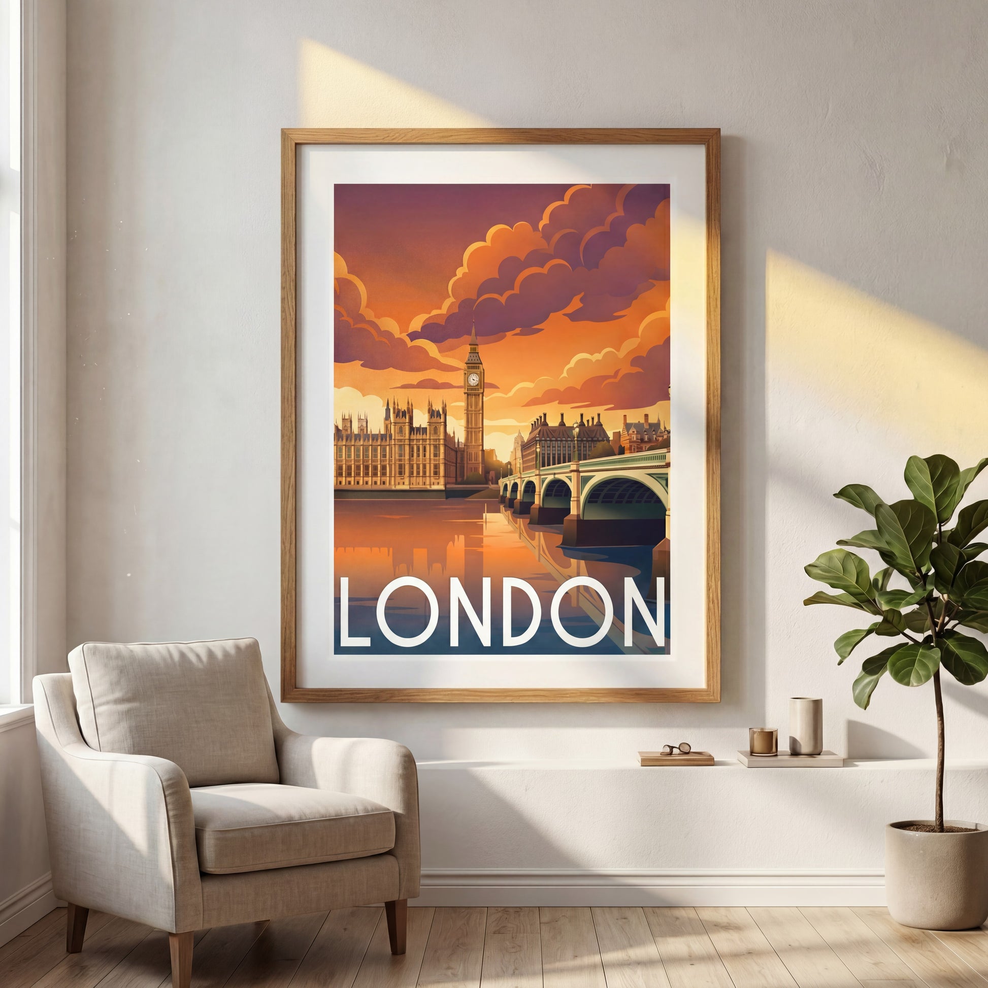 Affiche londres — mockup décoration intérieur