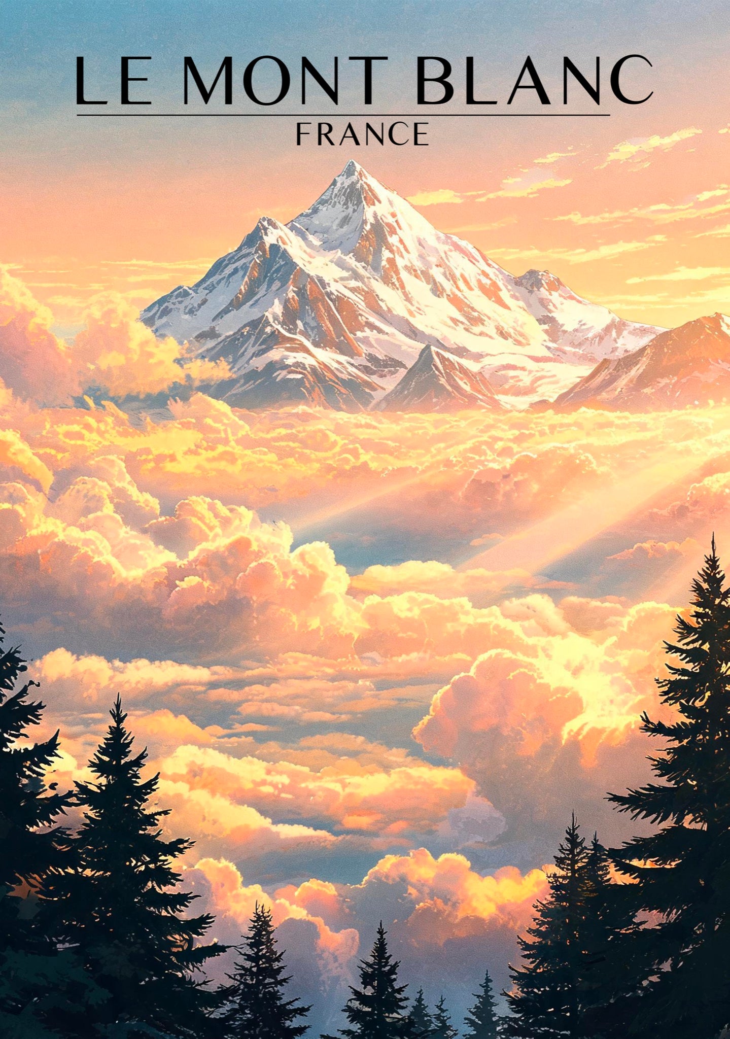 Affiche Mont Blanc, illustration rétro grand format
