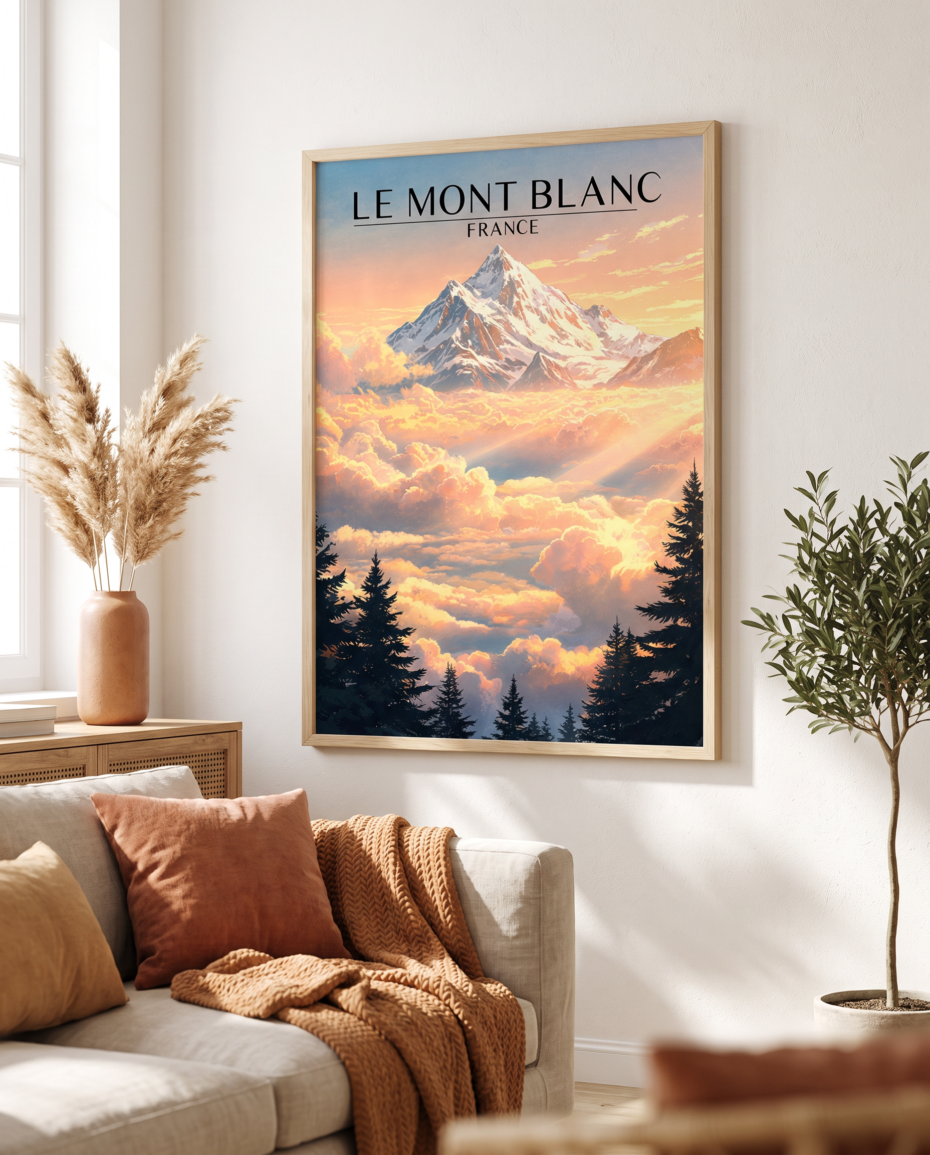 Affiche Mont Blanc encadrée en situation dans un intérieur