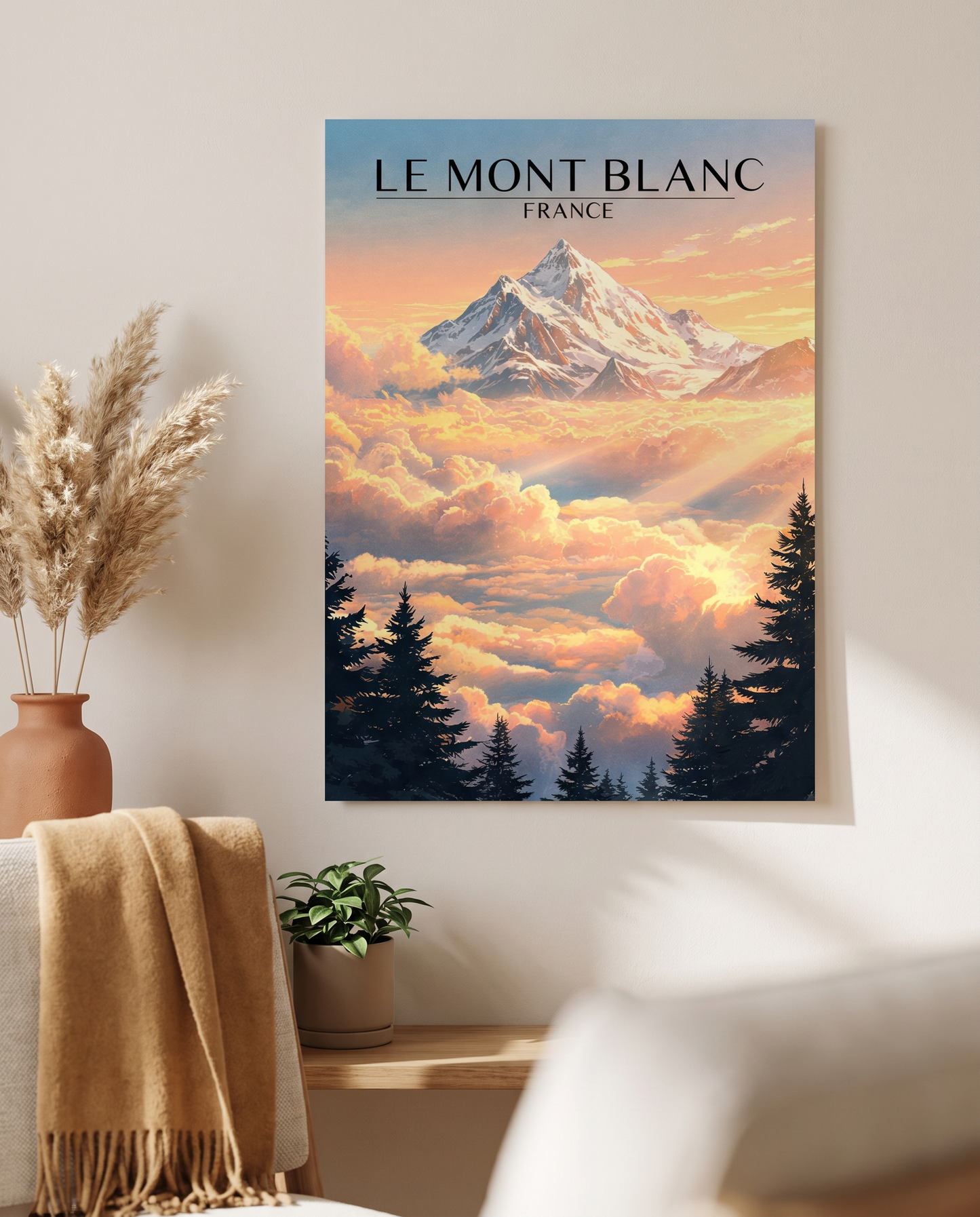 Affiche Mont Blanc en situation dans un intérieur