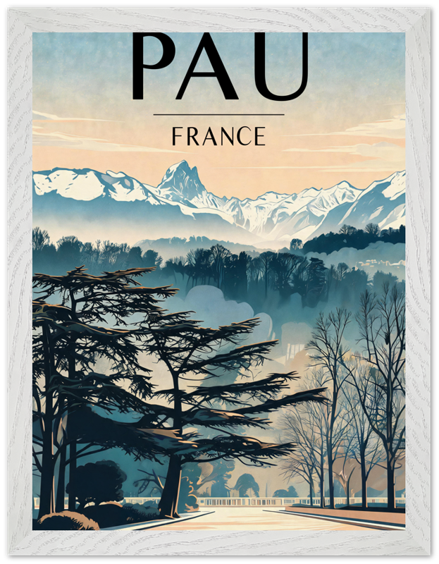 Affiche Pau encadrée 30x40 cm, cadre blanc