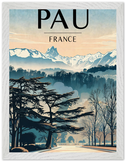 Affiche Pau encadrée 30x40 cm, cadre blanc