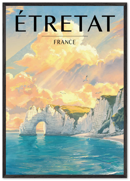 Affiche Étretat encadrée 70x100 cm, cadre noir
