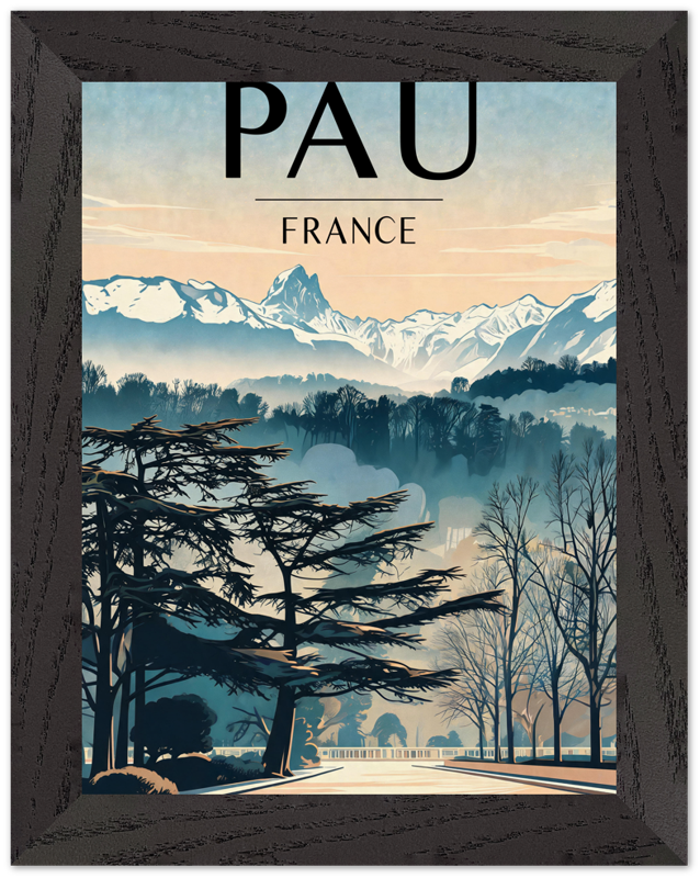 Affiche Pau encadrée 15x20 cm, cadre noir