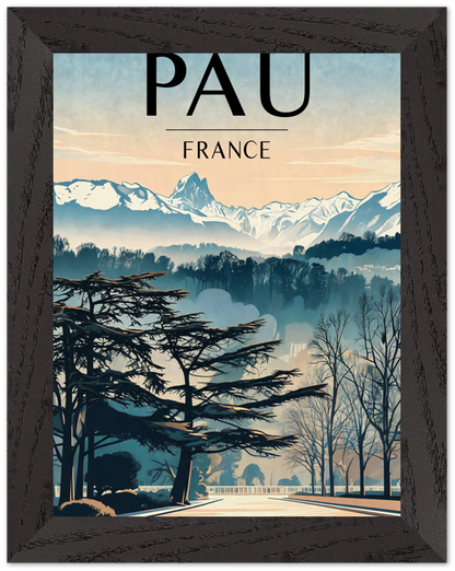 Affiche Pau encadrée 15x20 cm, cadre noir