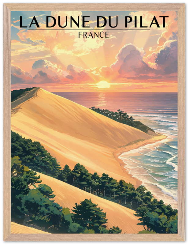 Affiche Dune du Pilat encadrée 45x60 cm, cadre bois naturel