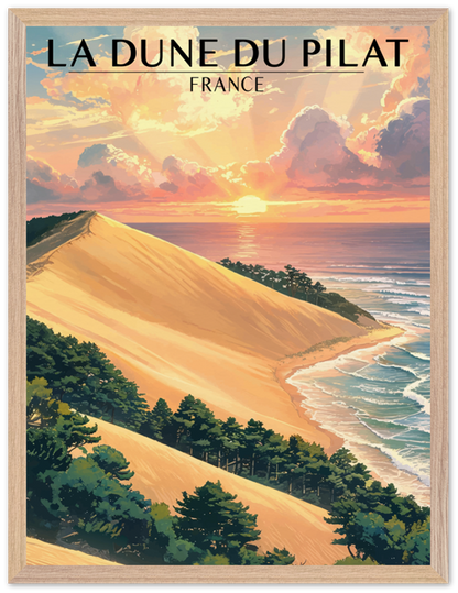 Affiche Dune du Pilat encadrée 45x60 cm, cadre bois naturel