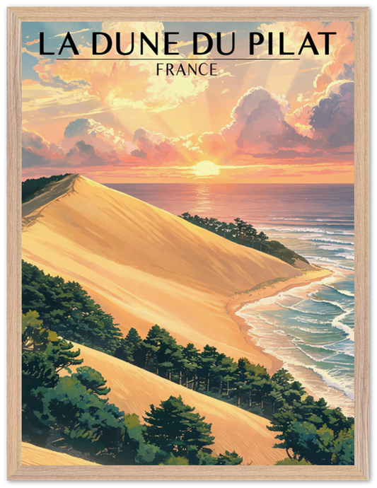 Affiche Dune du Pilat encadrée 45x60 cm, cadre bois naturel