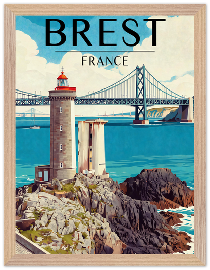 Affiche Brest encadrée 30x40 cm, cadre bois naturel