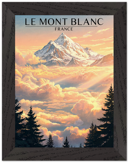 Affiche Mont Blanc encadrée 15x20 cm, cadre noir