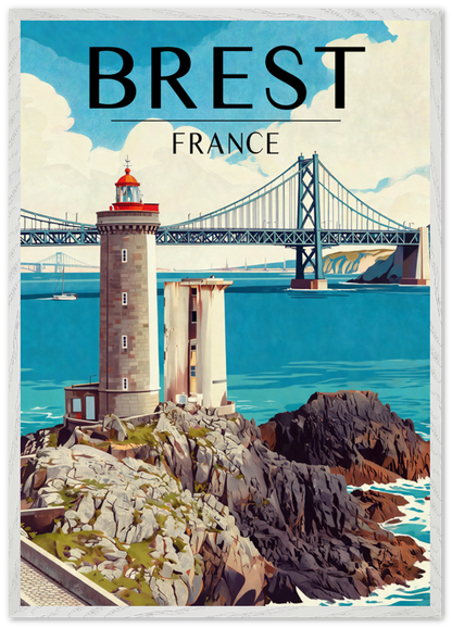 Affiche Brest encadrée 70x100 cm, cadre blanc