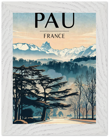Affiche Pau encadrée 15x20 cm, cadre blanc