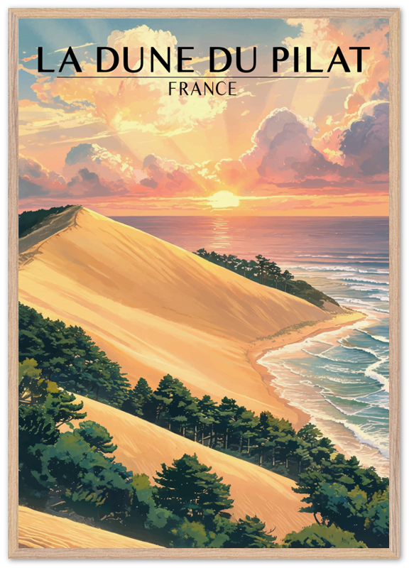 Affiche Dune du Pilat encadrée 70x100 cm, cadre bois naturel