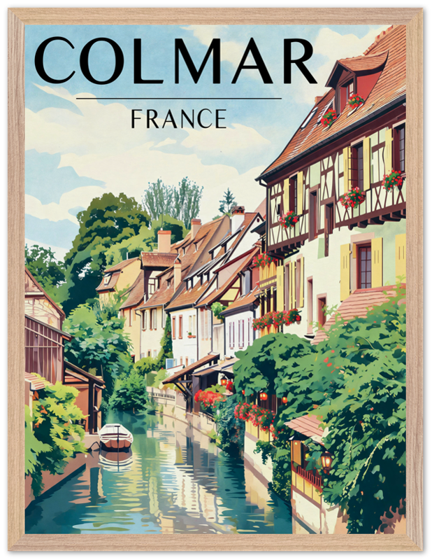 Affiche Colmar encadrée 45x60 cm, cadre bois naturel
