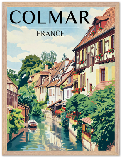 Affiche Colmar encadrée 45x60 cm, cadre bois naturel