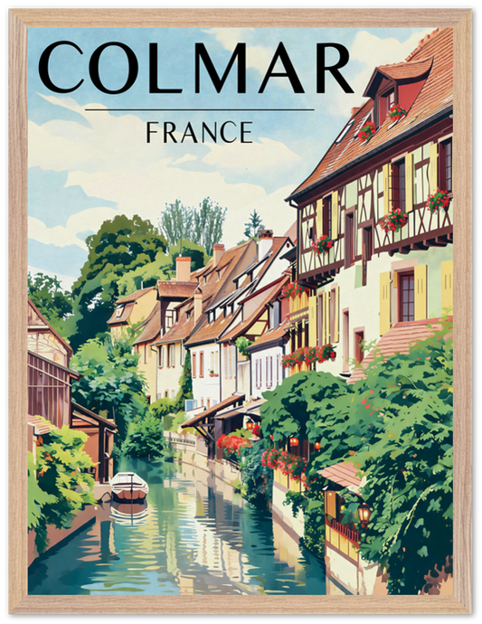 Affiche Colmar encadrée 45x60 cm, cadre bois naturel