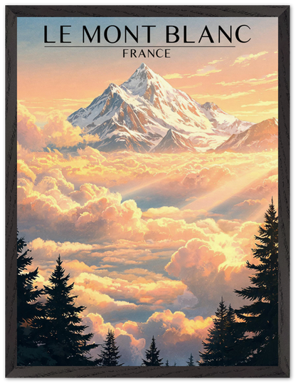 Affiche Mont Blanc encadrée 45x60 cm, cadre noir