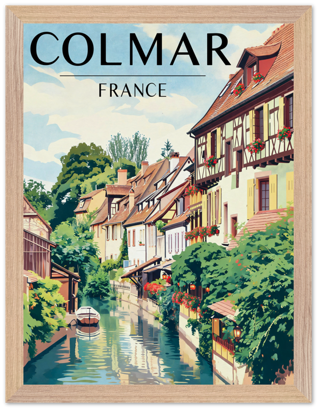 Affiche Colmar encadrée 30x40 cm, cadre bois naturel