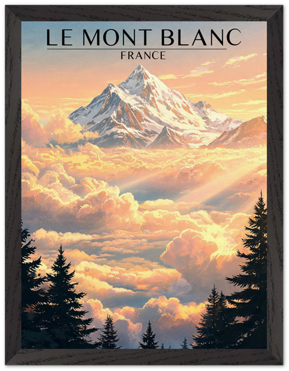 Affiche Mont Blanc encadrée 30x40 cm, cadre noir