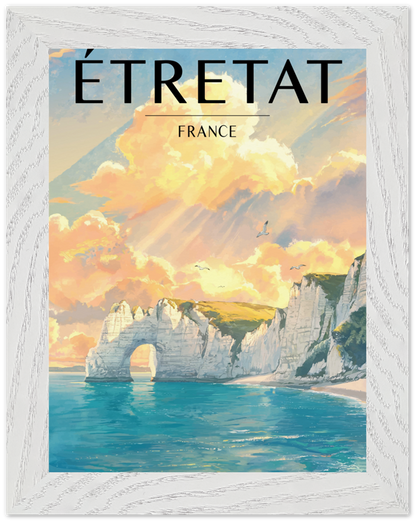 Affiche Étretat encadrée 15x20 cm, cadre blanc