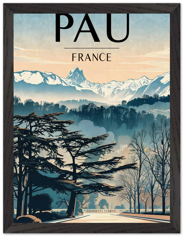 Affiche Pau encadrée 30x40 cm, cadre noir