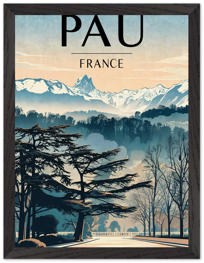 Affiche Pau encadrée 30x40 cm, cadre noir