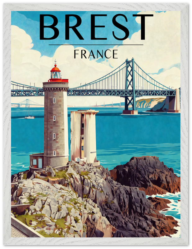 Affiche Brest encadrée 45x60 cm, cadre blanc