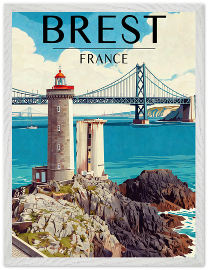 Affiche Brest encadrée 45x60 cm, cadre blanc