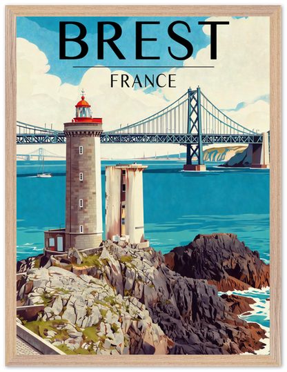 Affiche Brest encadrée 45x60 cm, cadre bois naturel