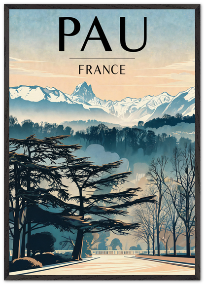 Affiche Pau encadrée 70x100 cm, cadre noir
