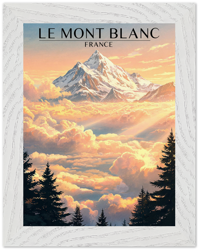 Affiche Mont Blanc encadrée 15x20 cm, cadre blanc