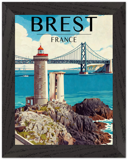 Affiche Brest encadrée 15x20 cm, cadre noir