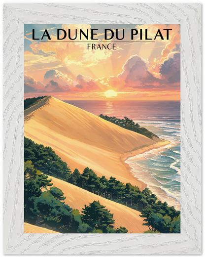 Affiche Dune du Pilat encadrée 15x20 cm, cadre blanc