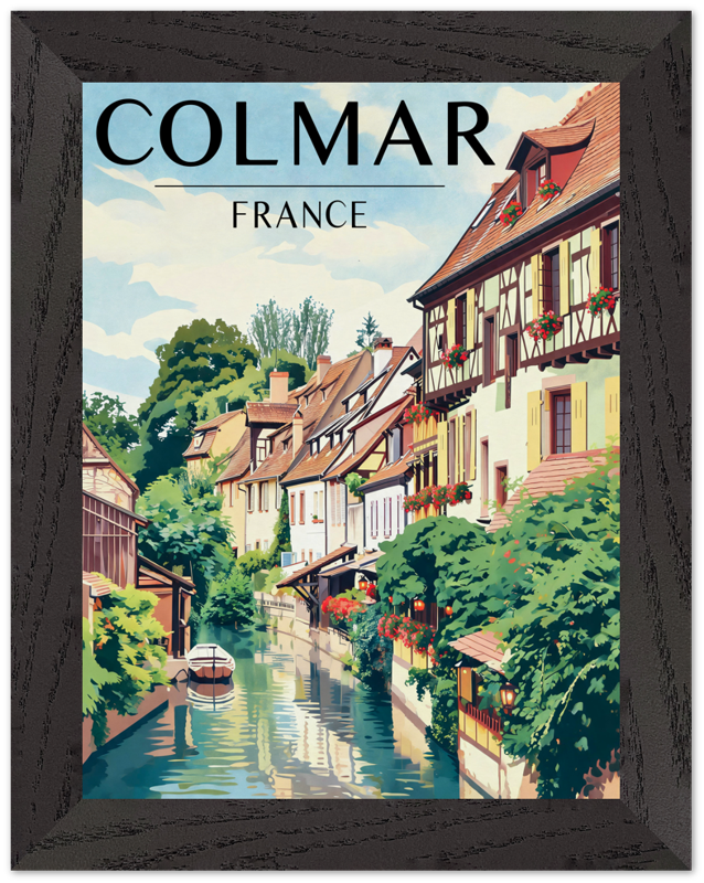 Affiche Colmar encadrée 15x20 cm, cadre noir