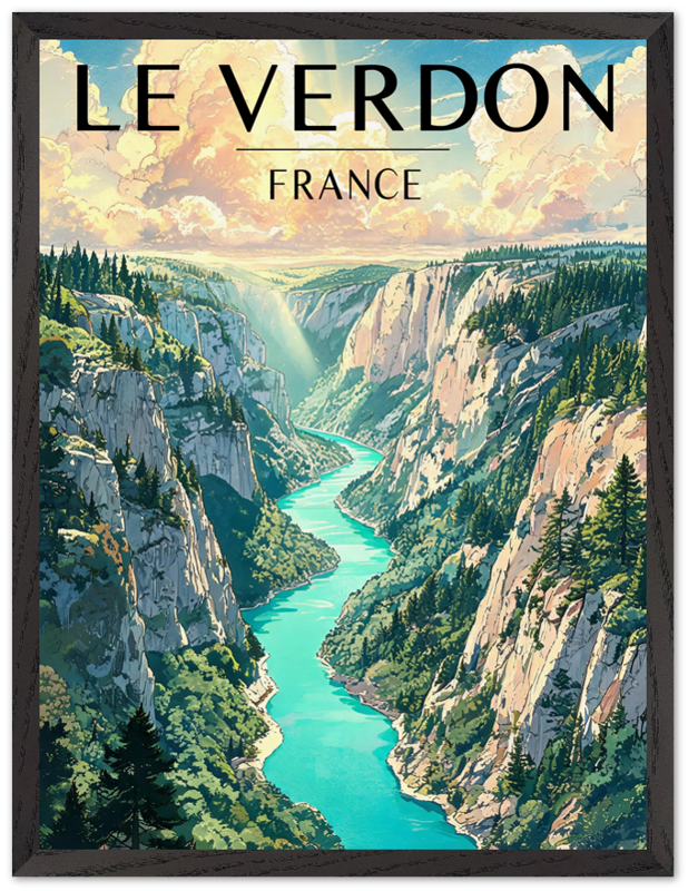 Affiche Gorges du Verdon encadrée 45x60 cm, cadre noir