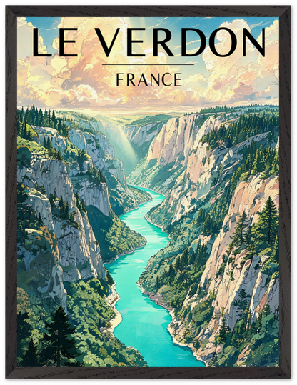 Affiche Gorges du Verdon encadrée 45x60 cm, cadre noir