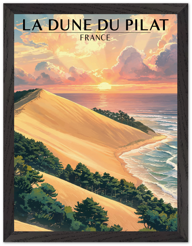 Affiche Dune du Pilat encadrée 30x40 cm, cadre noir