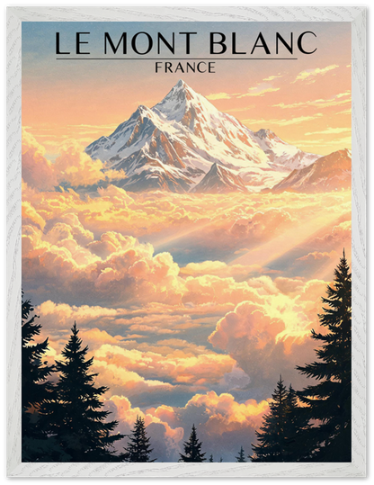 Affiche Mont Blanc encadrée 45x60 cm, cadre blanc