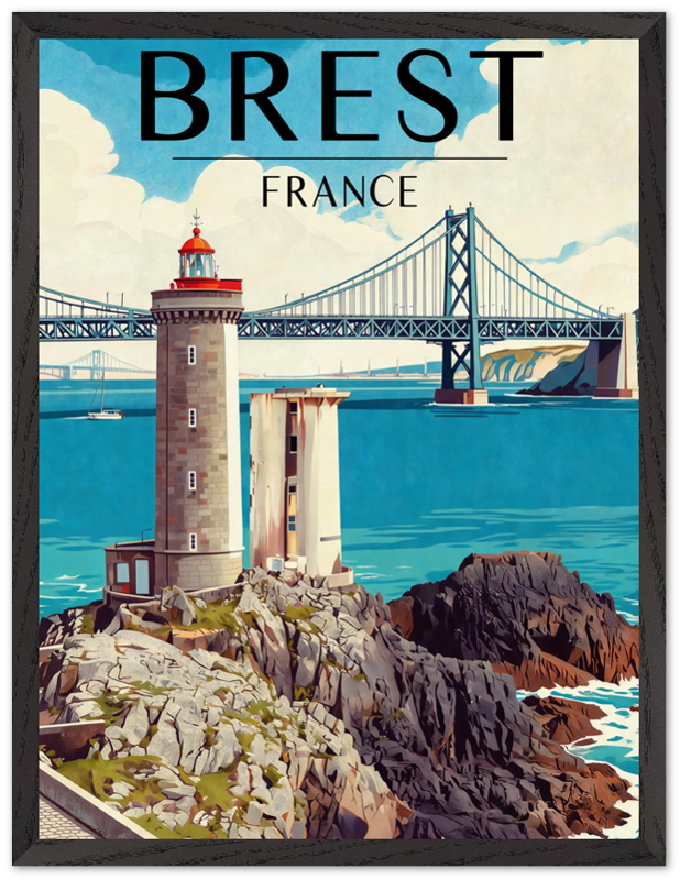 Affiche Brest encadrée 45x60 cm, cadre noir