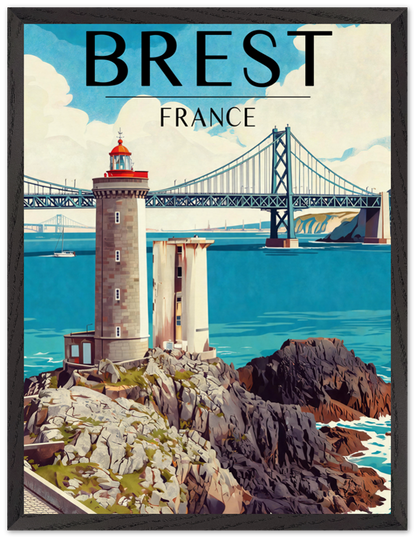 Affiche Brest encadrée 45x60 cm, cadre noir