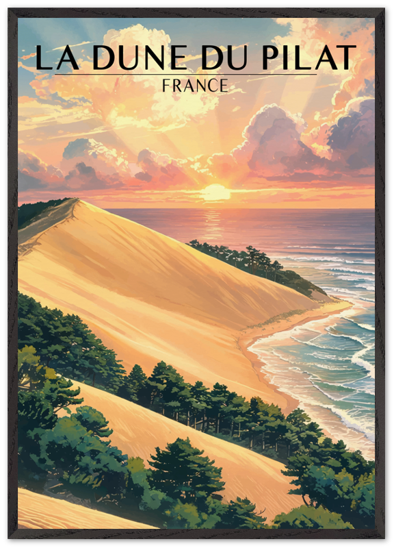 Affiche Dune du Pilat encadrée 70x100 cm, cadre noir
