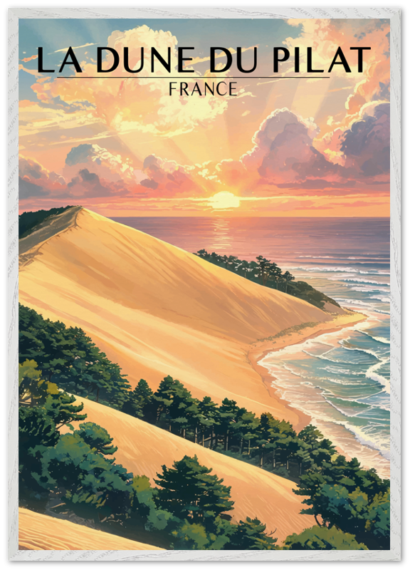 Affiche Dune du Pilat encadrée 70x100 cm, cadre blanc