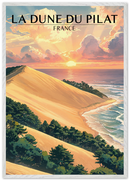Affiche Dune du Pilat encadrée 70x100 cm, cadre blanc