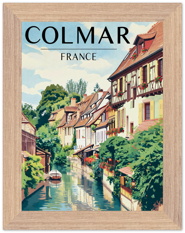 Affiche Colmar encadrée 15x20 cm, cadre bois naturel
