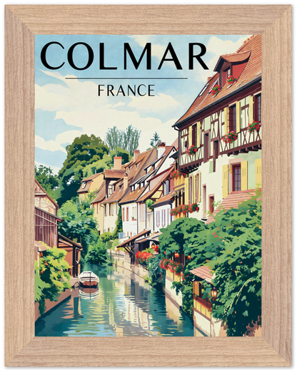 Affiche Colmar encadrée 15x20 cm, cadre bois naturel