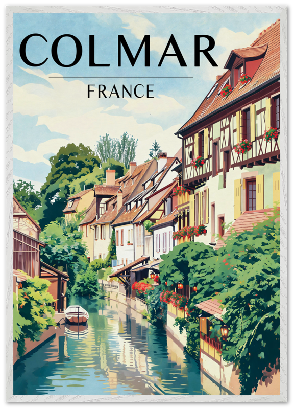 Affiche Colmar encadrée 70x100 cm, cadre blanc